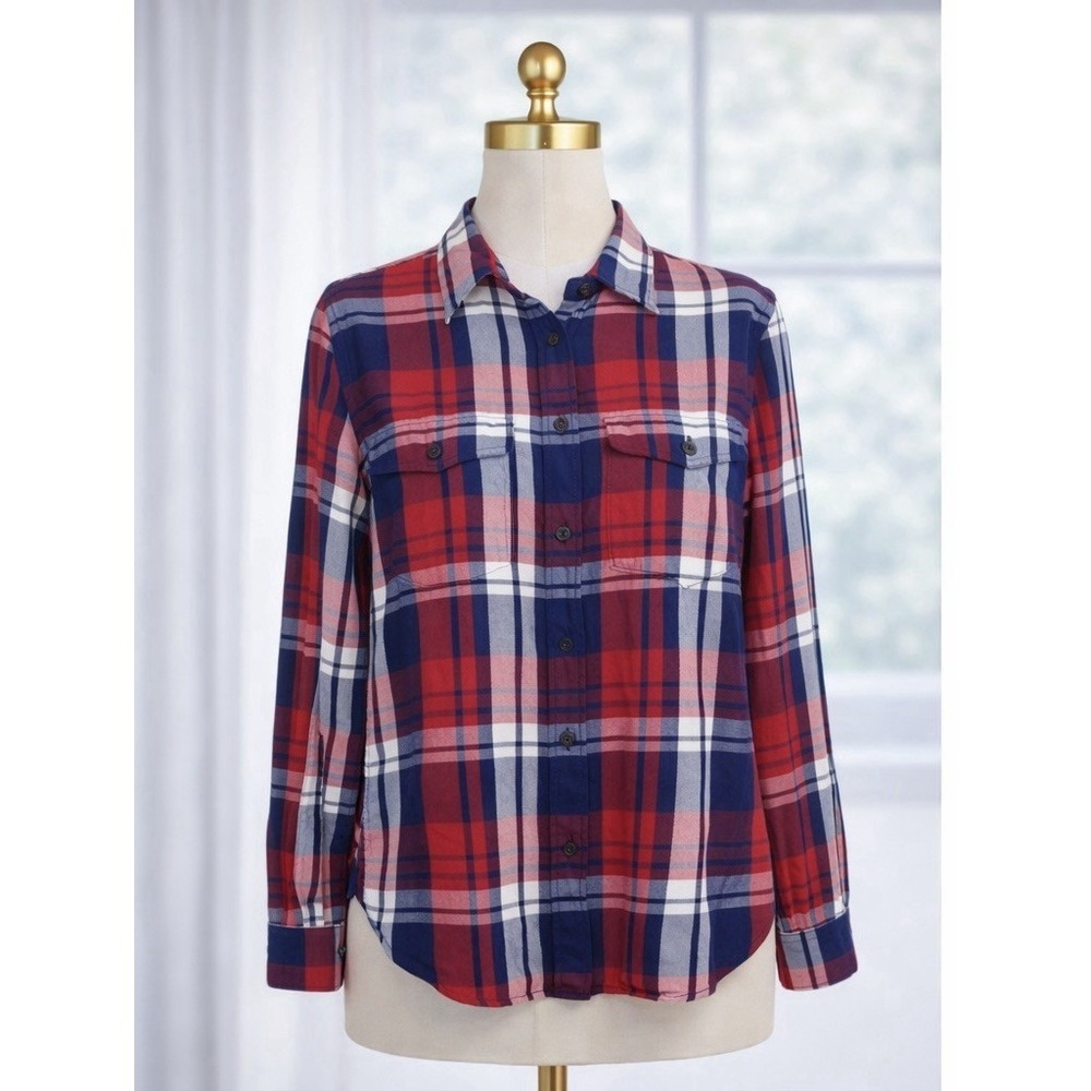 Denim & Supply Ralph Lauren Button-Up Shirt Red Blue Plaid Cotton Long Sleeve XS